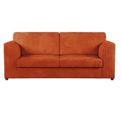 Hannah Jumbo Cord Full Back 3 Seater Sofa Orange from B&Q