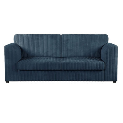 Hannah Jumbo Cord Full Back 3 Seater Sofa Navy Blue from B&Q