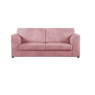 Hannah Jumbo Cord Full Back 3 Seater Sofa Pink from B&Q