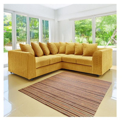 Hannah Jumbo Cord Scatter Back 2C2 Corner Sofa Mustard from B&Q