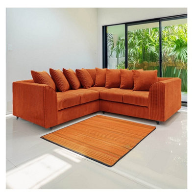 Hannah Jumbo Cord Scatter Back 2C2 Corner Sofa Orange from B&Q