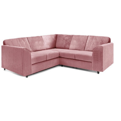Hannah Jumbo Cord Full Back 2C2 Corner Sofa Pink from B&Q