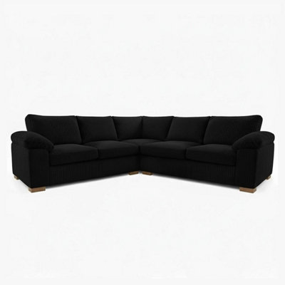 Amalfi Jumbo Cord 2C2 Corner Sofa Black from B&Q