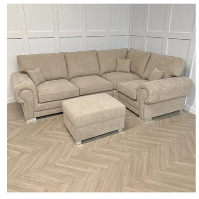 Verona Full Back 2C1 Corner Sofa With Footstool Beige from B&Q