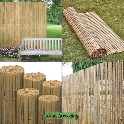 UETIAN Bamboo Slat Screening Shield Panel Privacy Fence Roll Garden Wind Outdoor Sun Protection (1.5Mx4M) from B&Q