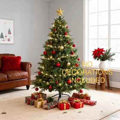 Uetian 7Ft Green Artificial Christmas Tree 1200 Tips Metal Stand Easy Assembly No Ornaments Included from B&Q
