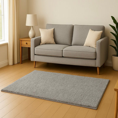 B&Q -  Silver Small Shaggy Rug 80X150 Cm 5Cm Pile Thickness Soft Texture Cozy Feel For Home Living Room Bedroom