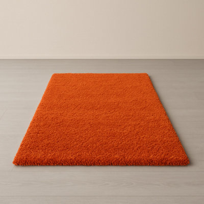 B&Q -  Orange Large Rug Modern Rug Shaggy Living Room Soft Texture 5Cm Thick Pile Rectangular Shape Mocha (160X230)