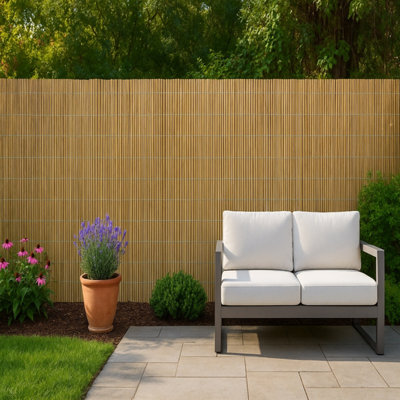 Uetian Natural Bamboo Slat Fence Panel ( 1.8M X 4M) Garden Privacy Screening from B&Q