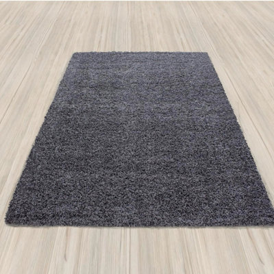 Uetian Dark Grey Shaggy Rug Soft Textures Area Rug With 5Cm Pile Thickness For Hallways Living Room Bedroom Dark Grey (120X170) from B&Q