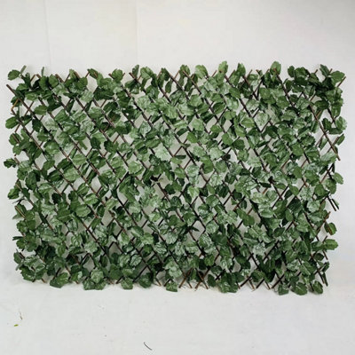 Uetian Artificial Leaf Hedge Garden Privacy Screening Solution Expandable Willow Trellis Panel (2M X 1M) from B&Q