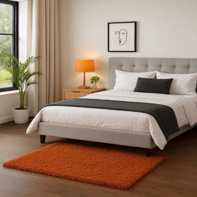 B&Q -  Small Terracotta Plush Shaggy Rug Ultra Soft 5Cm Thick Pile Cozy Carpet For Bedroom Living Area (80X150 Cm)