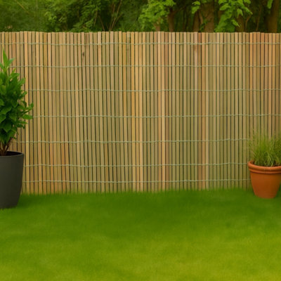 Uetian Bamboo Slate Fence Panel 1.8X4M Natural Garden Privacy Screening from B&Q