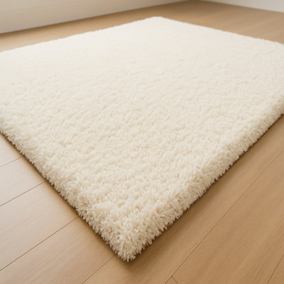 B&Q -  Cream Shaggy Rug Soft Dense Pile Small Area Floor Carpet (80X150 Cm)