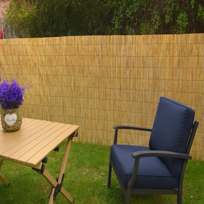 Uetian Bamboo Slate Fence Panel 1.5 X 4M Natural Garden Boundary Fence from B&Q