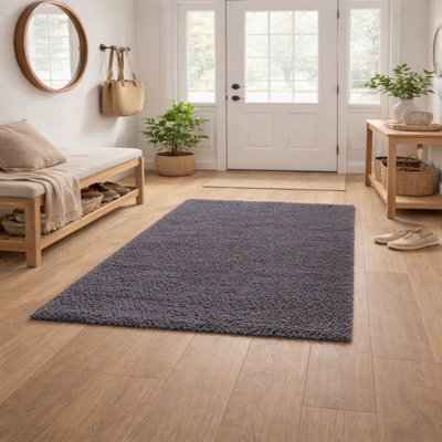 B&Q -  Grey Shaggy Rug Cozy Fluffy Floor Rug (80X150 Cm)