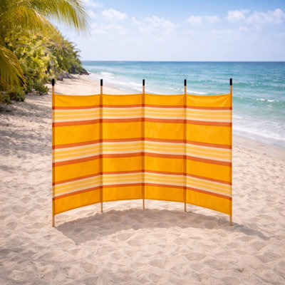 Uetian Portable Beach Windbreak 5 Pole (5 Ft X 12 Ft) Polyester Fabric For Camping And Seaside Use from B&Q