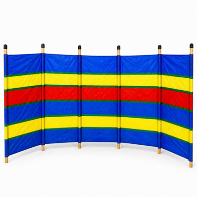 Uetian Large Beach Windbreak Polyester Fabric 6 Pole Design (5Ft 12Ft) from B&Q