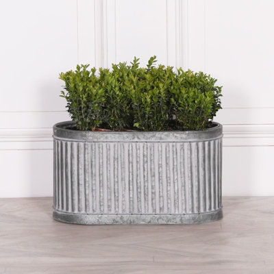 Willow Vintage Rustic Style Galvanised Metal Tin Ribbed Planter Small from B&Q