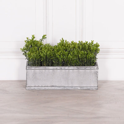 Elowen Vintage Rustic Style Galvanised Metal Tin Ribbed Window Box Planter Small from B&Q