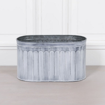 Alyvia Vintage Rustic Style Galvanised Metal Tin Arched Pattern Planter Small from B&Q