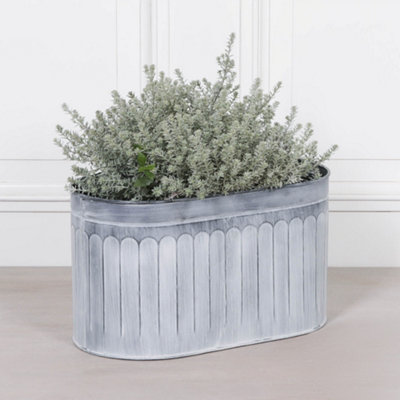 Alyvia Vintage Rustic Style Galvanised Metal Tin Arched Pattern Planter Medium from B&Q