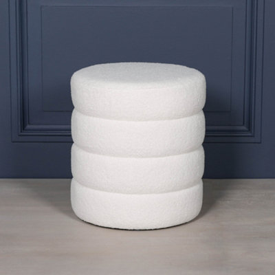 Callisto Cloud White Boucle Stool Pouffe from B&Q