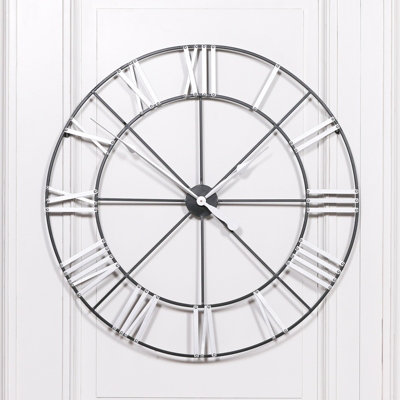 Large Silver Numerals Skeleton Clock from B&Q