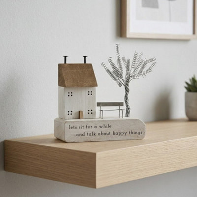 Garden Greatness Happy Things Wooden House Plaque from B&Q