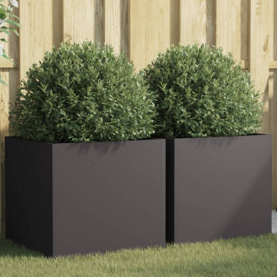 B&Q -  Planters 2 Pcs Black 49X47X46 Cm Steel
