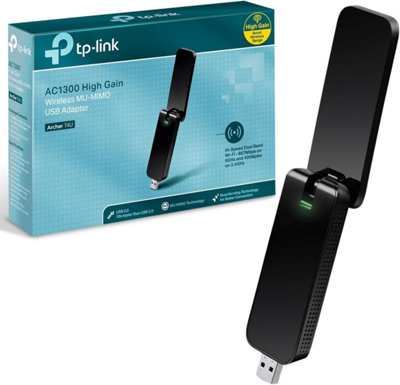 B&Q -  Wi-Fi Dongle Ac1300 Wireless Dual Band Usb Wi-Fi Adapter For Pc Desktop Laptop Tablet (Supports Windows Xp/7/8/8.1/10/11