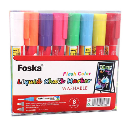 Pack Of 8 Assorted Colour Liquid Chalk Markers from B&Q