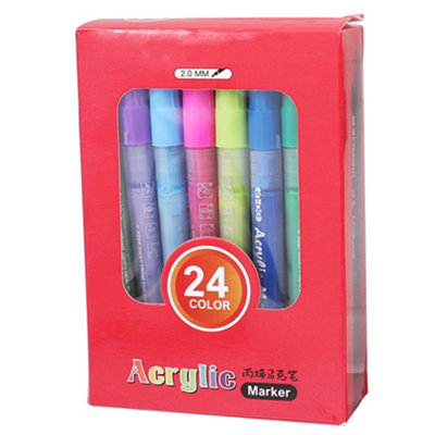 Box of 24 Assorted Colour Acrylic Marker Pens - Image 3