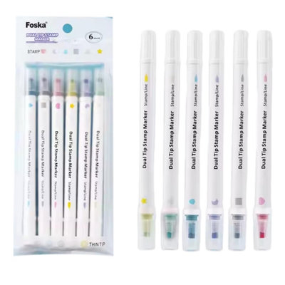  - Pack Of 6 Dual Tip Stamp Markers