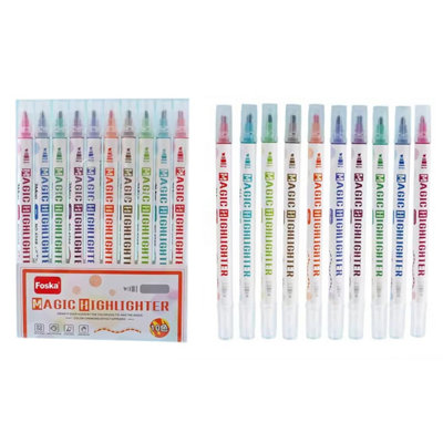  - Pack Of 10 Highlighter Pens With Luminous Magic Invisible Ink