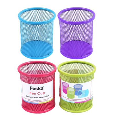 Pack Of 4 Wire Mesh Metal Pen Cups 9X10Cm from B&Q
