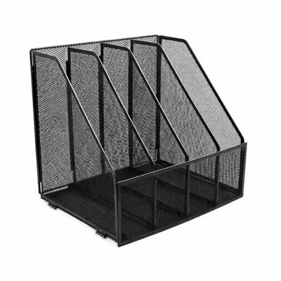 4 Compartments File Organizer Black Desktop Magazine Holder Rack 31.5 X 26 X 29.5 Cm from B&Q