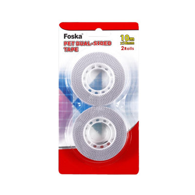  - Pack Of 2 Strong Sticky Transparent Pet Double Sided Tape 1.8Cm X 10M