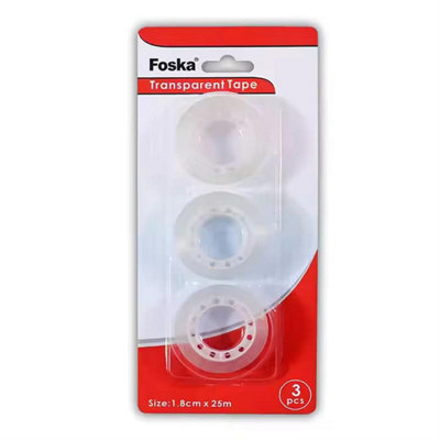  - Pack Of 3 Strong Adhesive Transparent Tapes 1.8Cm X 25M