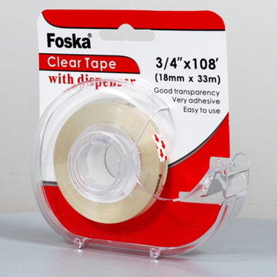 Clear Transparent Tape With Dispenser 18mm X 33M from B&Q