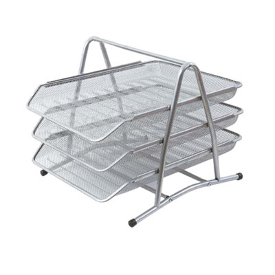  - Silver Office Mesh Tray For Organizer 35X30X27Cm