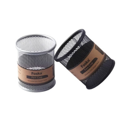 Black And Silver Metal Wire Mesh Pen Pots from B&Q