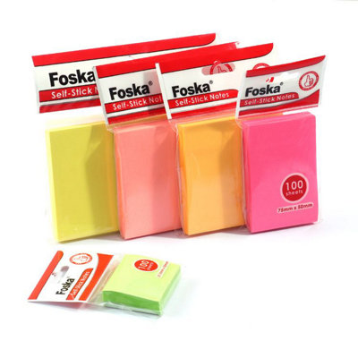 100 Sheets Fluorescent Yellow Colour Sticky Notes 75x50mm - Image 4