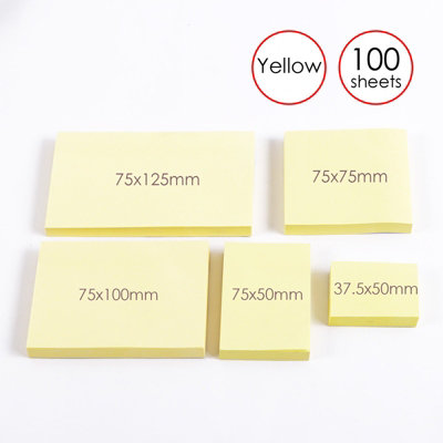 Pack Of 100 Self Sticky Notes 75X75mm Yellow from B&Q