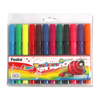 Pack of 12 Assorted Jumbo Water Colour Felt Tip Pens - Image 3