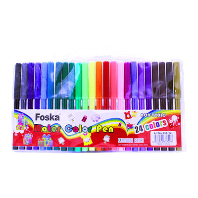 Foska Pack Of 24 Assorted Water Colour Felt Tip Pens - Multi - Image 3