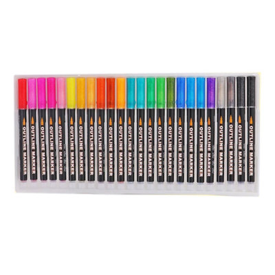 Pack Of 24 Colors Art Drawing Outline Fineliner Marker Pens from B&Q