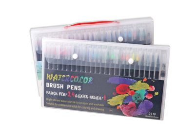 Pack Of 24 Watercolour Assorted Colour Brush Pens from B&Q