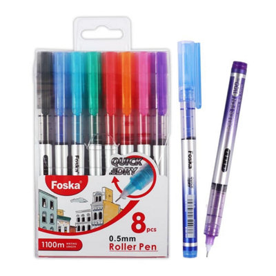  - Pack Of 8 0.5mm Plastic Colorful Roller Pens
