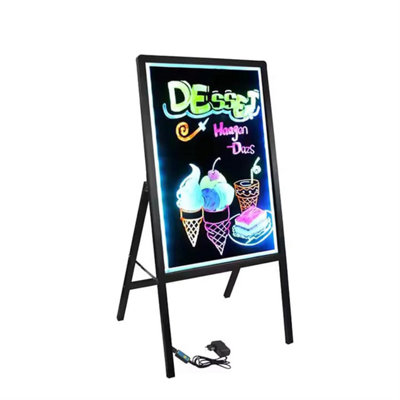 Aluminum Frame LED Writing Board – 70×50 cm Display with Tempered Glass Panel - Image 2